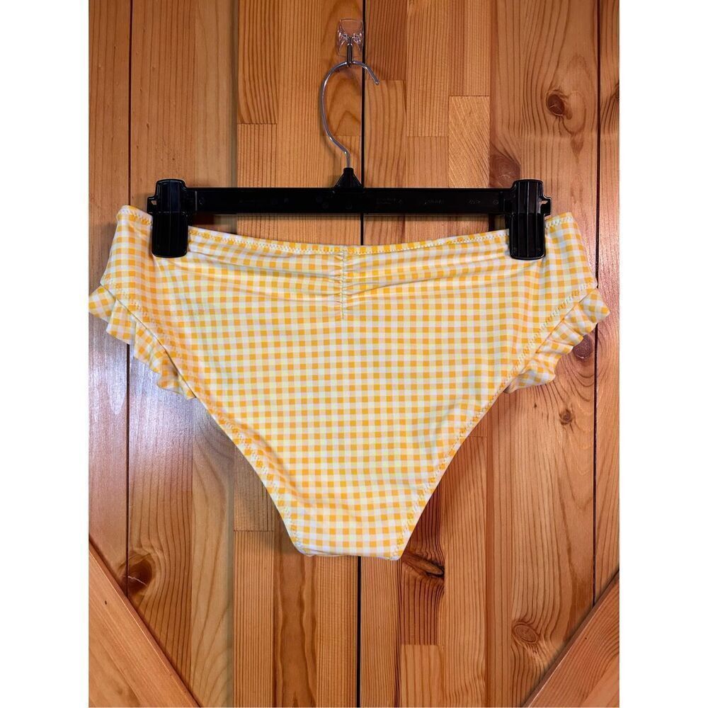 Cupshe swimsuit bottoms medium yellow plaid with ruffle Nwt (4026) - Picture 2 of 5